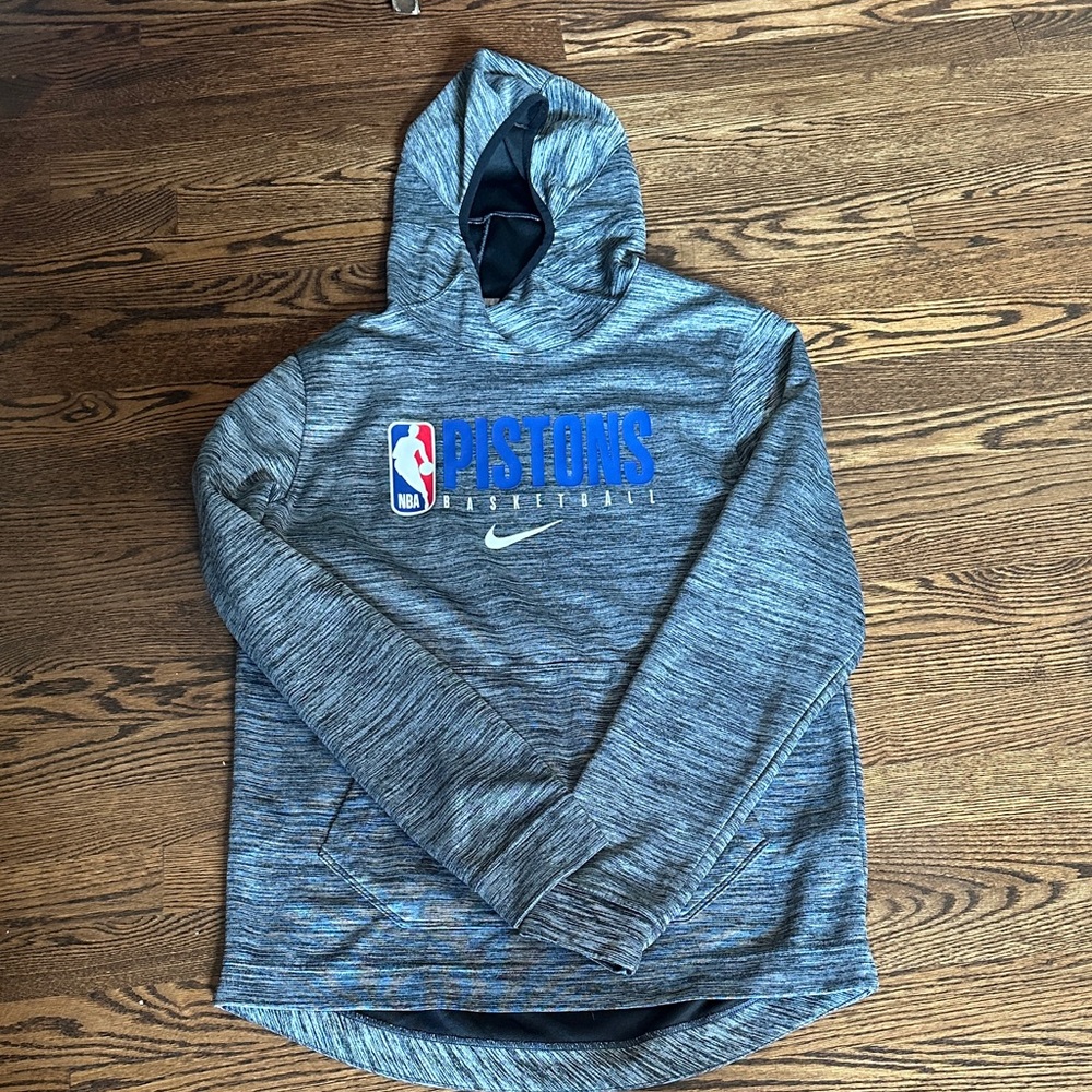 Nike Blue and Gray Pistons Basketball Hoodie